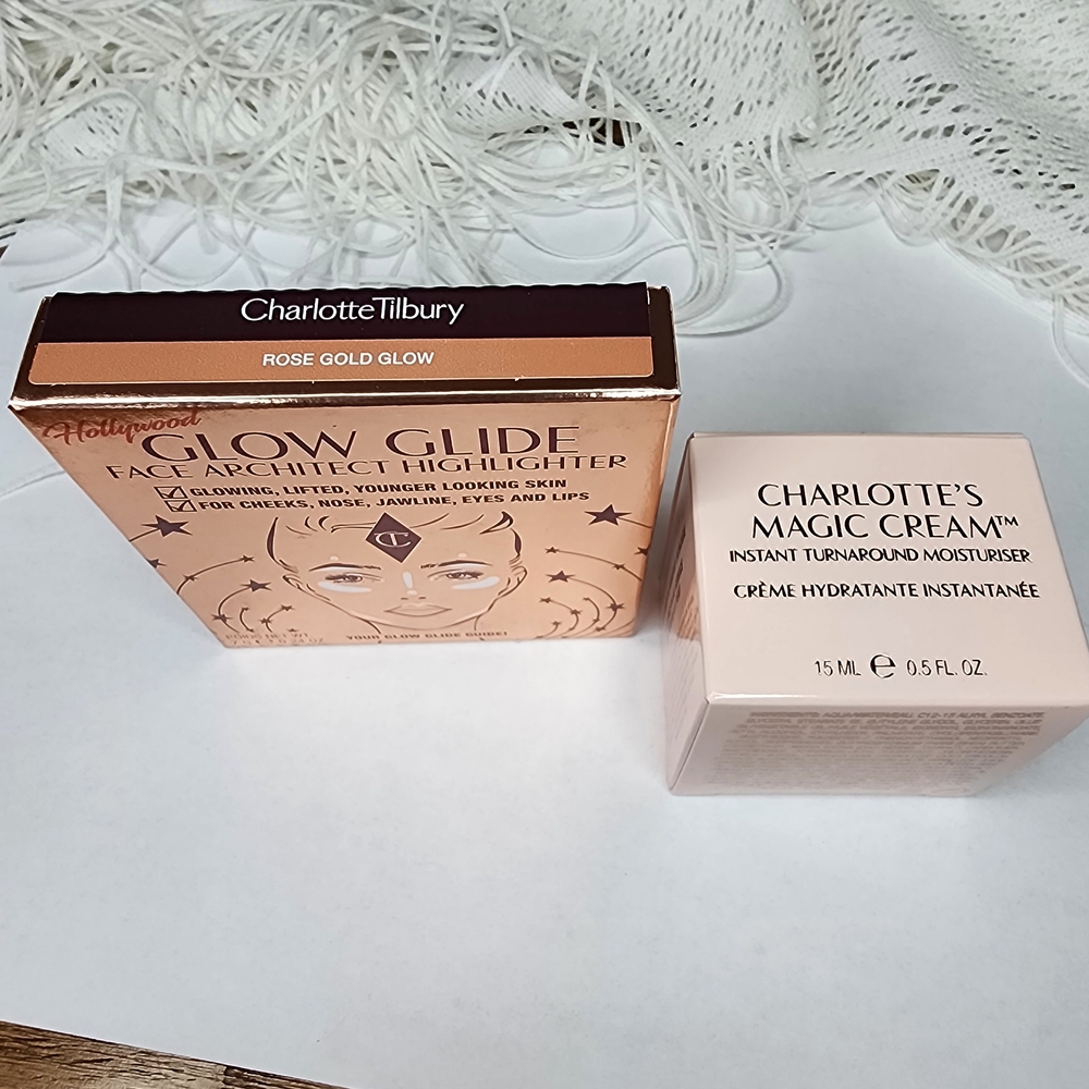 Charlotte Tilbury Radiant Rose Gold Highlighter & Magic Cream  Bundle